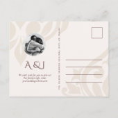 マホガニーレッドアイボリー写真ウェディング日付アンを保存 案内ポストカード (裏面)