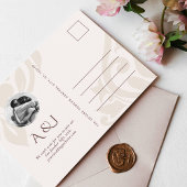 マホガニーレッドアイボリー写真ウェディング日付アンを保存 案内ポストカード