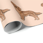 マホガニーレッドゴールデンレトリバー漫画の犬のパターン ラッピングペーパー (ロールコーナー)