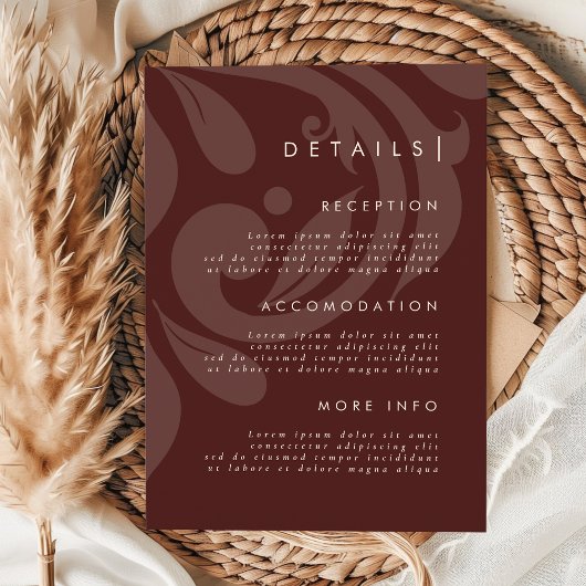 マホガニーレッドダマスクスタイリッシュズ結婚詳細 エンクロージャーカード