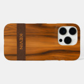 マホガニー木と革のテクスチャーモノグラム Case-Mate iPhoneケース (裏面 (横))