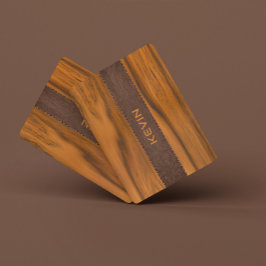 マホガニー木材およびレザーテクスチャモノグラム トランプ