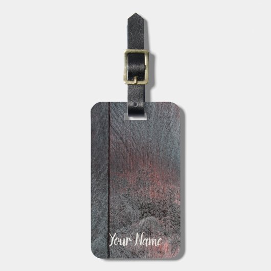 マホガニー木材の背景を使用した外観 ラゲッジタグ (正面縦)