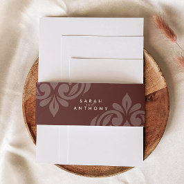 マホガニー赤クラシックエレガントスクリプト結婚s 招待状ベリーバンド