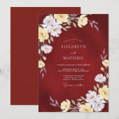 マホガニー・クリーム・芍薬の結婚式 招待状 (正面/裏面)