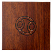 マホガニー〔占星術の〕十二宮図デコール上のがんスタイル記号 タイル (正面)