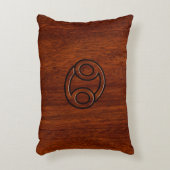 マホガニー〔占星術の〕十二宮図上のがんスタイル アクセントクッション (正面(垂直))