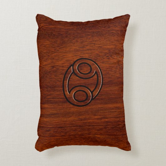 マホガニー〔占星術の〕十二宮図上のがんスタイル アクセントクッション (正面(垂直))