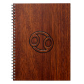 マホガニー〔占星術の〕十二宮図上のがんスタイル ノートブック (正面)