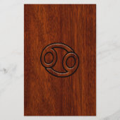 マホガニー〔占星術の〕十二宮図上のがんスタイル 便箋 (正面)