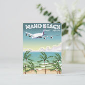 マホビーチセントマーチン飛行機ポスター ポストカード (スタンド正面)