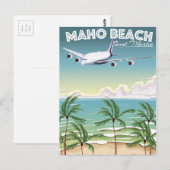 マホビーチセントマーチン飛行機ポスター ポストカード (正面/裏面)