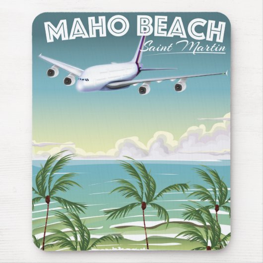 マホビーチセントマーチン飛行機ポスター マウスパッド (正面)
