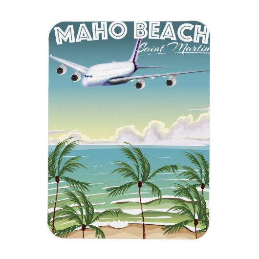 マホビーチセントマーチン飛行機ポスター マグネット (縦)