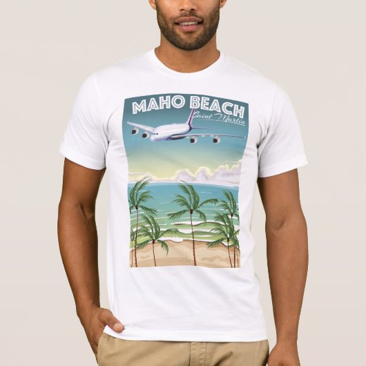 マホビーチセントマーチン飛行機ポスター Tシャツ (正面)