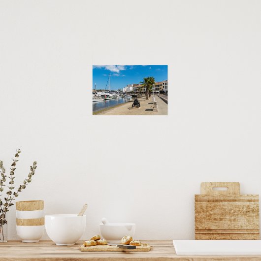 マホンハーバーとパセオマリティモ – メノルカ,スペイン ポスター (キッチン)