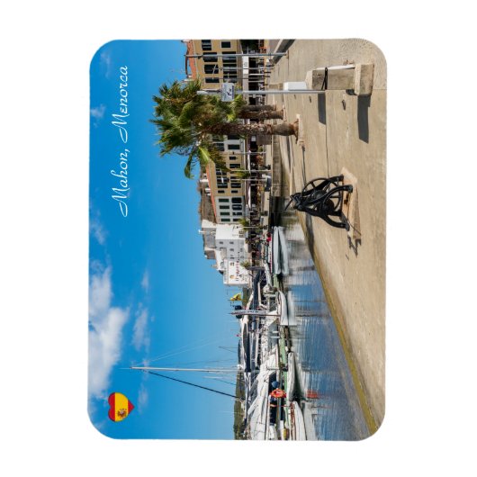 マホン港とパセオマリティモ-スペイン，メノルカ マグネット (縦)