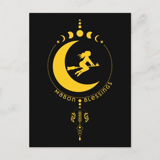 マボン恵み、魔女、月、小麦 ポストカード (正面)