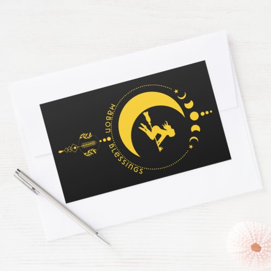 マボン恵み、魔女、月、小麦 長方形シール (封筒)