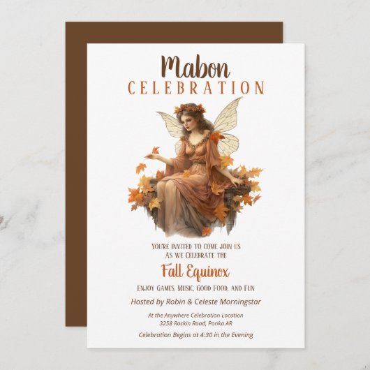 マボン 秋の収穫  秋分の日 レトロ フェアリー 招待状 (正面/裏面)