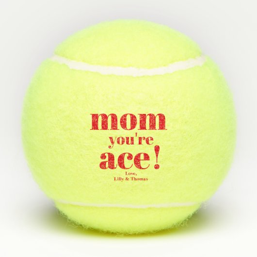 ママあなたはエース！はっきりしたタイポグラフィ母の日 テニスボール (裏面)