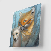 ママあなたはザ最高の-キツネとベビー スクエア壁時計 (傾斜)