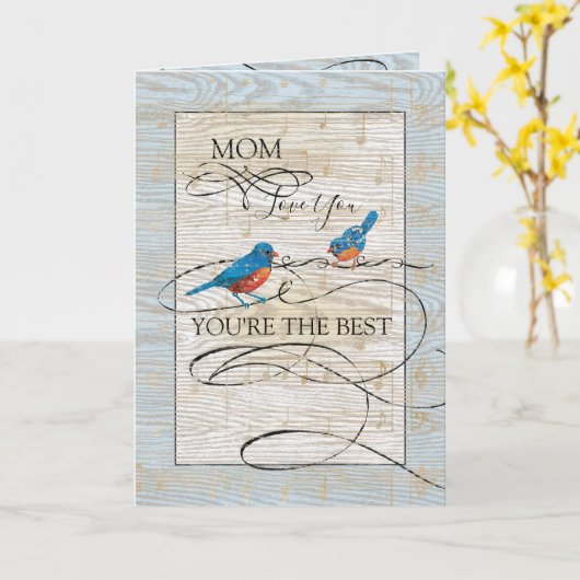 ママあなたは最高のミュージカルブルーバード母の日 カード (黄色い花)