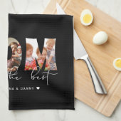 ママあなたは最高の引用文黒写真コラージュ キッチンタオル (四つ折り)