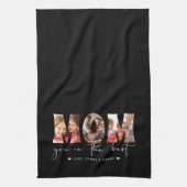 ママあなたは最高の引用文黒写真コラージュ キッチンタオル (縦)