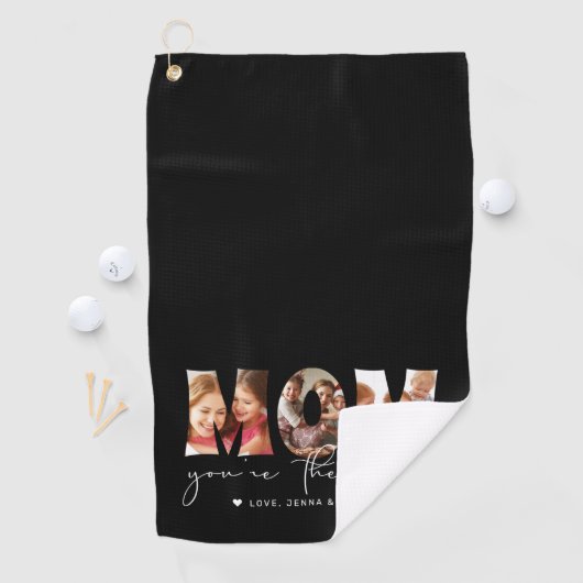 ママあなたは最高の引用文黒写真コラージュ ゴルフタオル (インサイチュ)