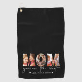 ママあなたは最高の引用文黒写真コラージュ ゴルフタオル (正面)