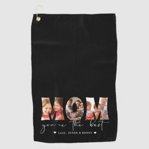 ママあなたは最高の引用文黒写真コラージュ ゴルフタオル