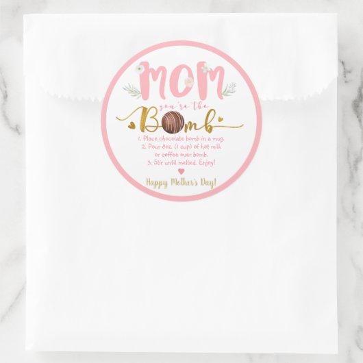 ママあなたは爆弾熱ココア爆弾ママの日 ラウンドシール (バッグ)