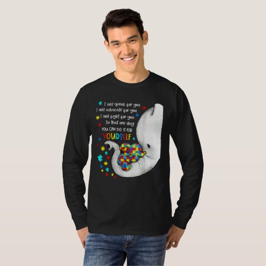 ママあなたゾウ私は自閉症の意識のために子供になる Tシャツ (正面フル)