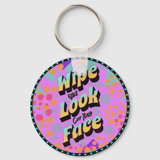 ママおもしろいことわざが顔から見て拭く キーホルダー (正面)