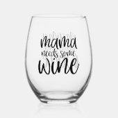 ママおもしろいはワインワードアートが必要 ステムなしワイングラス (正面)