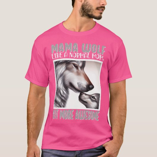 ママおもしろいウルフマザーの日ウルフM Tシャツ (正面)
