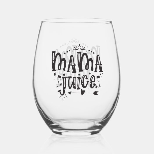 ママおもしろいジュースのワードアート ステムなしワイングラス (正面)