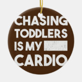 ママおもしろいライフ247幼児を追いかける私の心臓病 セラミックオーナメント (正面)