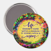 ママおもしろい手動引用文かわいらしフローラ検査 マグネット (正面/裏面)