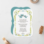 ママおよびベビーのアライグマのベビーはノート感謝していしています + 詩 ノートカード (正面/裏面インサイチュ)