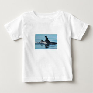 ママおよびベビーのシャチのワイシャツ ベビーTシャツ