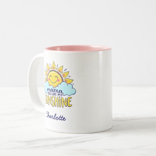 ママお前は俺の太陽だ | かわいい母の日 ツートーンマグカップ (正面左)