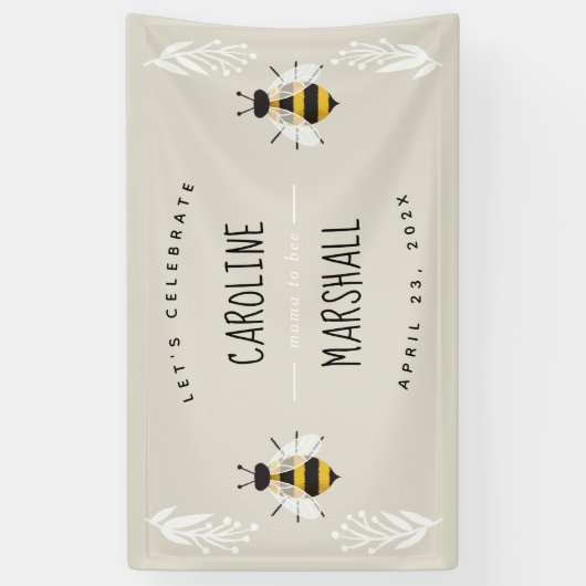 ママからビーニュートラルベイビーシャワーのサインのバナーのサイン 横断幕 (縦)