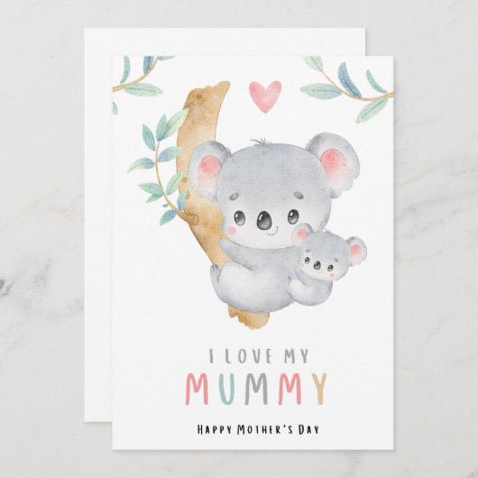 ママかわいいお母さんデイカード |愛らしいママ 招待状 (正面/裏面)