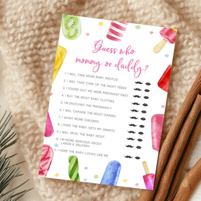 ママかパパか当てっこゲーム 赤ちゃん産まれるよ！ (Popsicle Baby Shower Guess Who Mommy or Daddy Game)