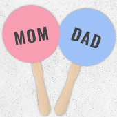 ママかパパか？ |ピンクモダンブルー赤ちゃんシャワーゲーム ハンドファン