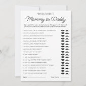 ママかパパは、誰が赤ちゃんシャワーのゲームを言ったか推測 シーズンカード (正面)