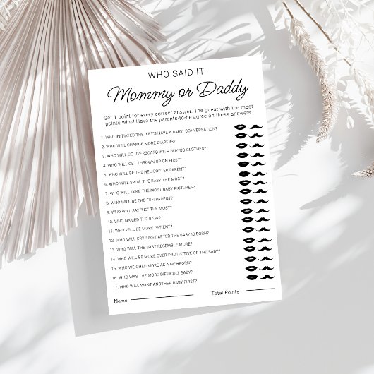 ママかパパは、誰が赤ちゃんシャワーのゲームを言ったか推測 シーズンカード