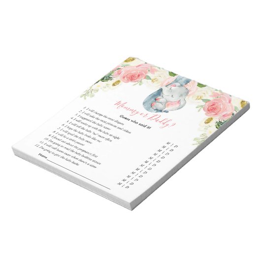 ママかパパ誰が赤ちゃんシャワーのゲームを言ったか推測 ノートパッド (回転)